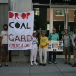 Activists in Portland deliver a warning to Portland PR firm Gard Communications, demanding that they drop client Ambre Energy over the controversial Morrow Pacific coal export proposal.