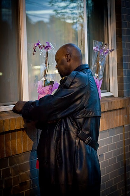 Fred Bryant at the monthly vigil for his son.  Photo by Denver Warner.
