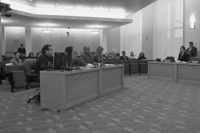 Supporters of easing ICE detainers testify in front of the Multnomah County Board of Commissioners.  Photo by Pete Shaw.